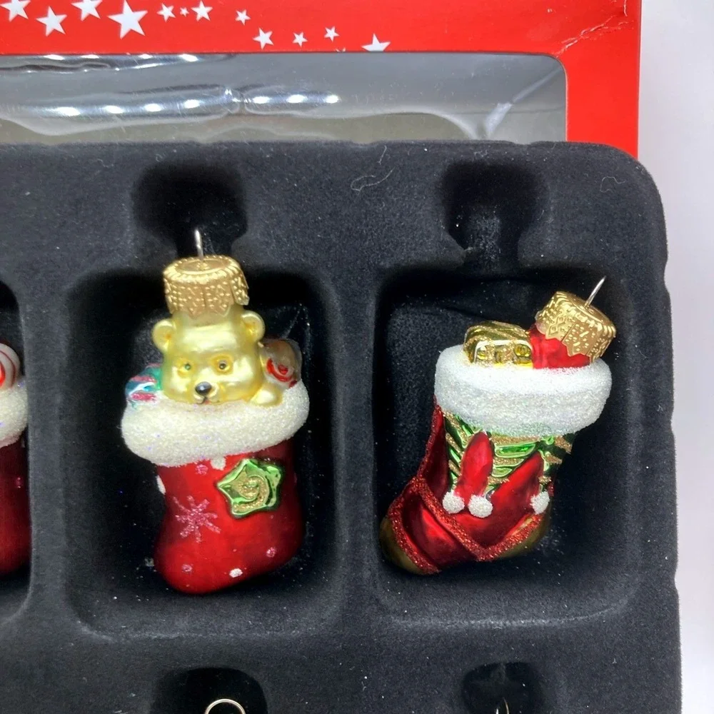 Set of 12 Macy's Holiday Lane Studio Blown Glass Mini Christmas Ornaments 2012